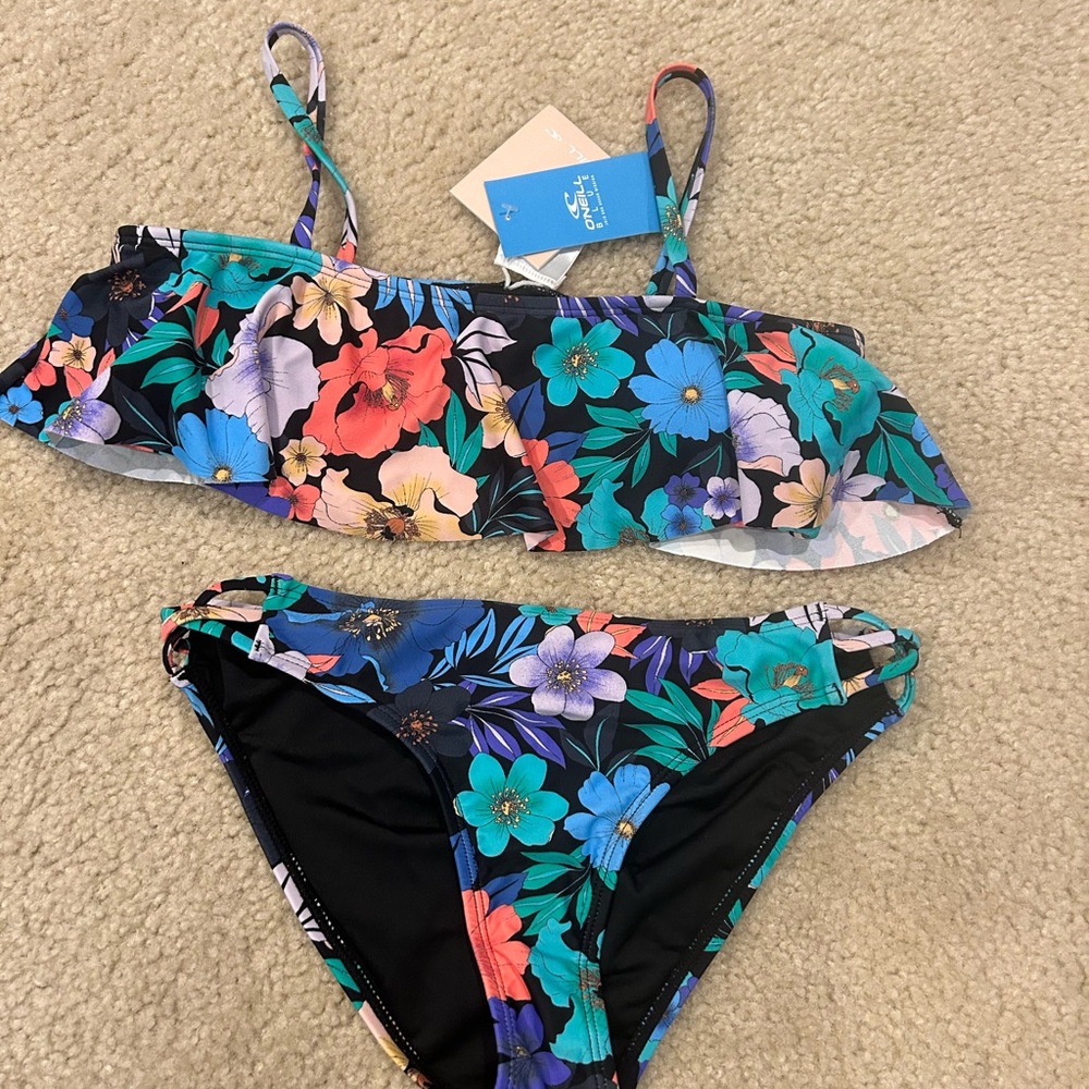 O’Neil girls Floral Bikini Set with Ruffle Top